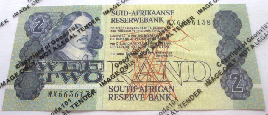 Two Rand Republic of South Africa Serial Nr WX 6636138 Replacement Note