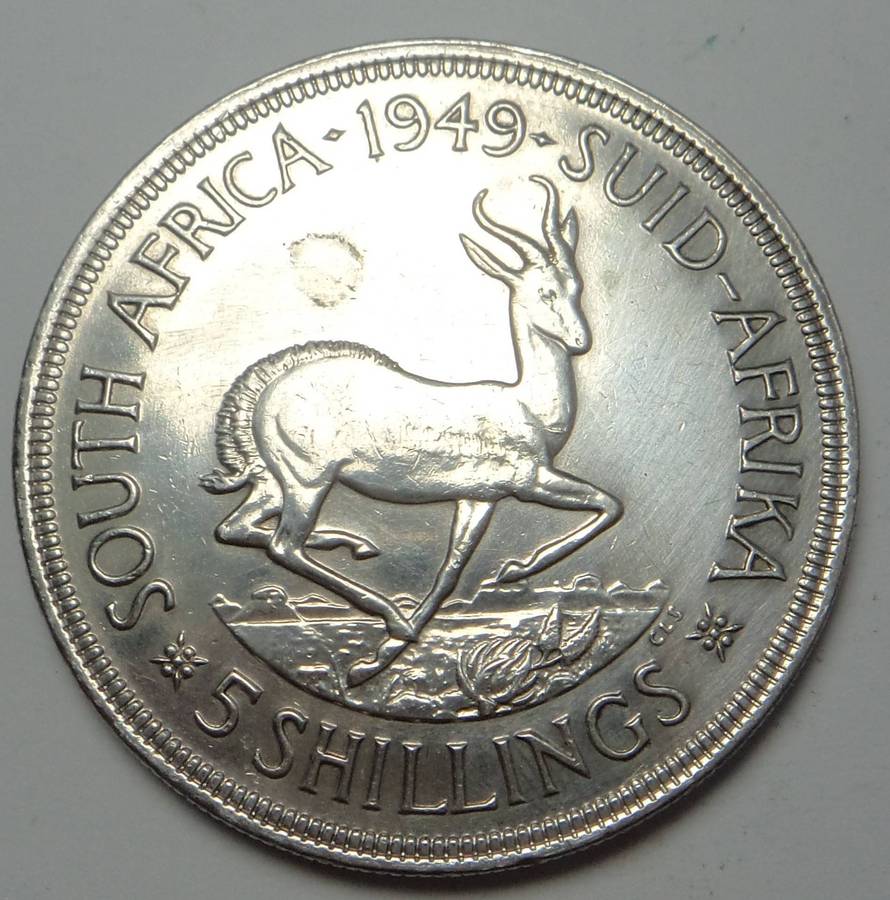 1949 Silver Crown (5/-) of the Union of South Africa