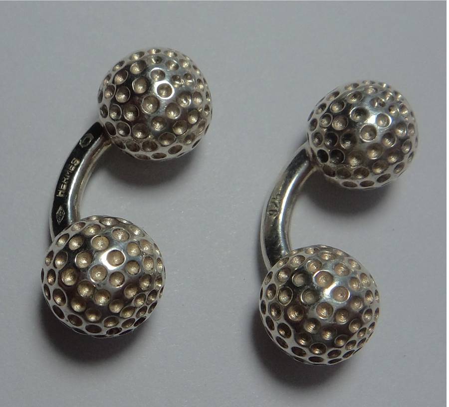 Hermes Sterling Silver Vintage Golf Ball Cufflinks valued at R12 000