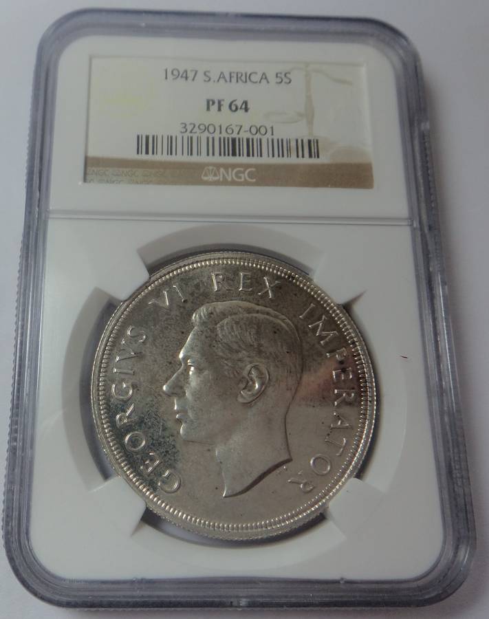 1947 SA Union Crown (5/-) NGC PF64