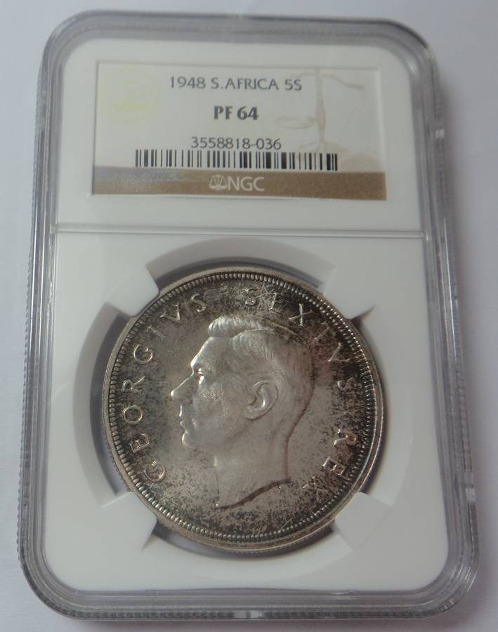 1948 SA Union Crown (5/-) NGC PF64