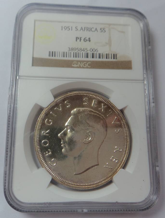 1951 SA Union Crown (5/-) NGC PF64