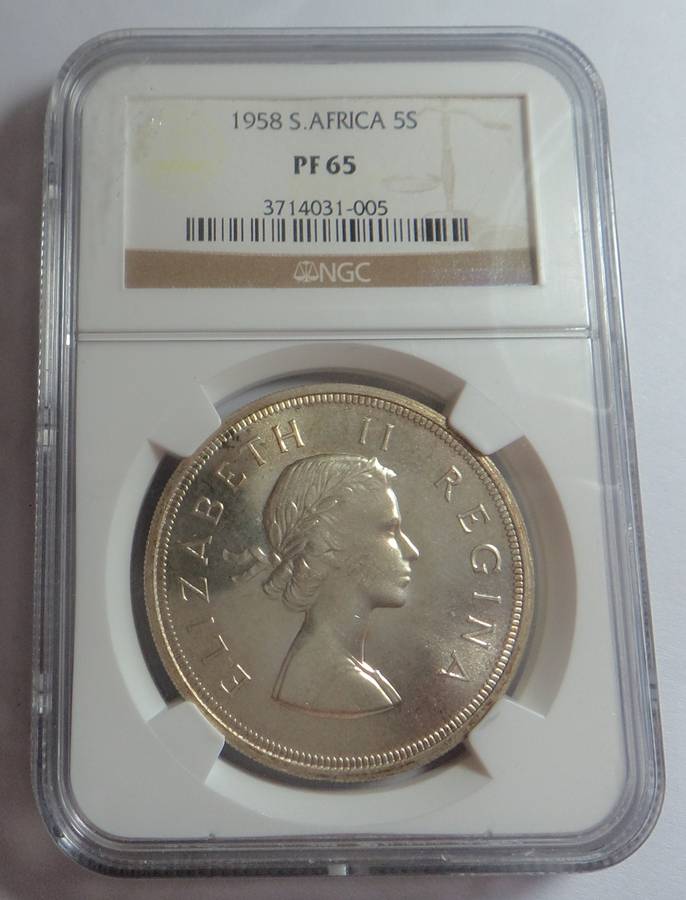 1958 SA Union Crown (5/-) NGC PF65