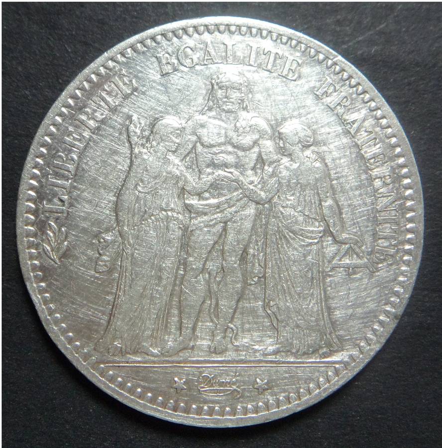 France, Hercules Group Silver 5 Francs of 1875