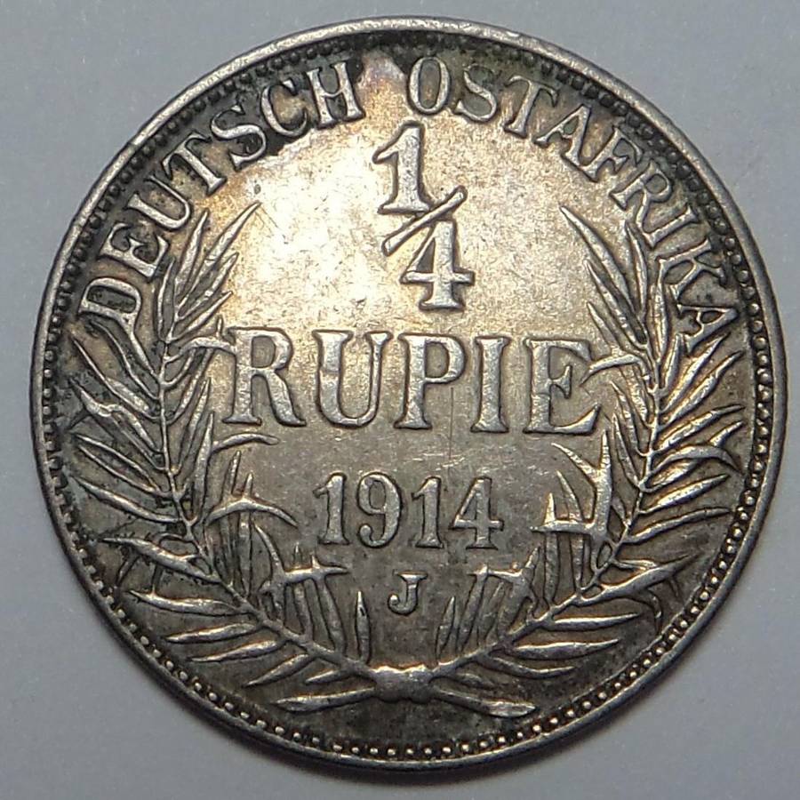 German East Africa: ¼ Rupie 1914 J