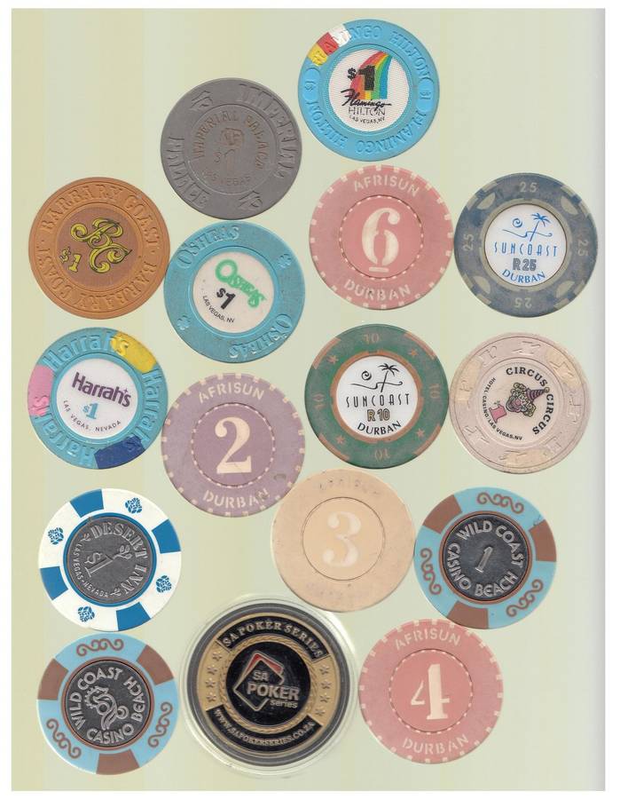 Collection of old South African & International Casino Chips