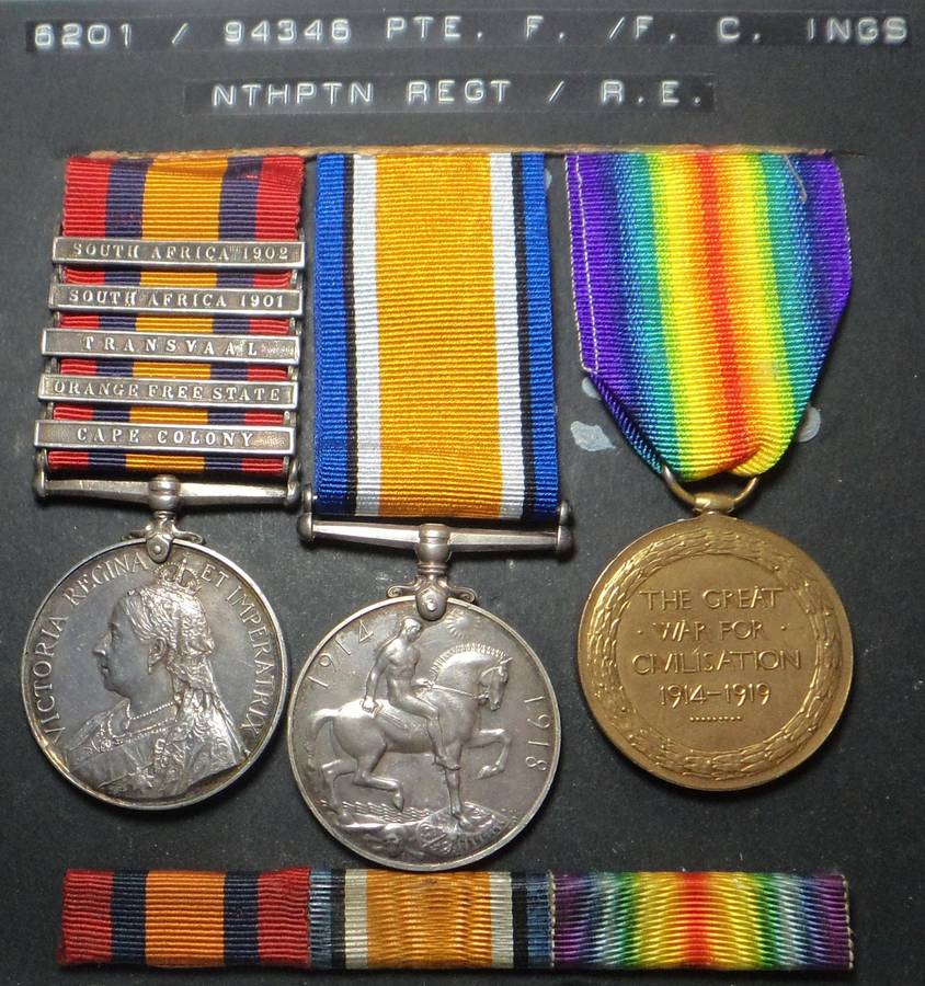Queens Medal & WW1 group to Pte. F./F.C. Ings
