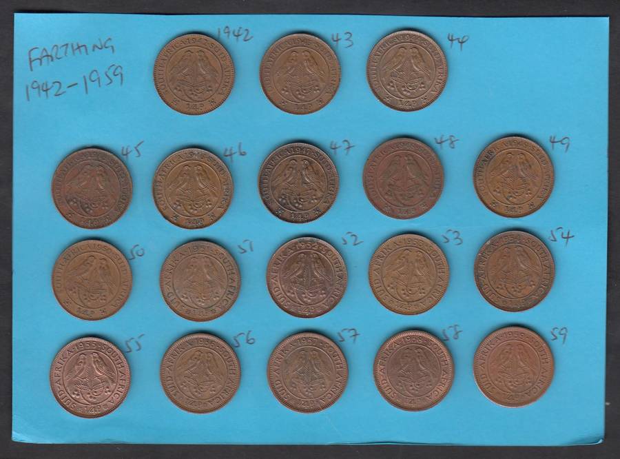 SA Farthing Collection (1942 to 1959 complete) 2 collections available