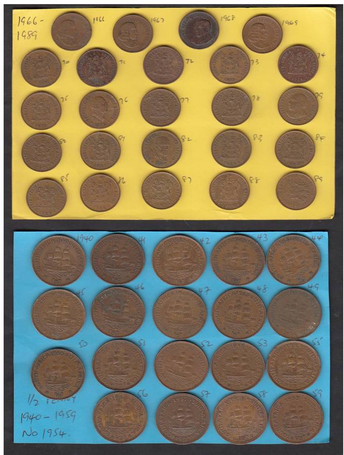 SA Half Penny (1940-1959) & Cent (1966-1989) Collections