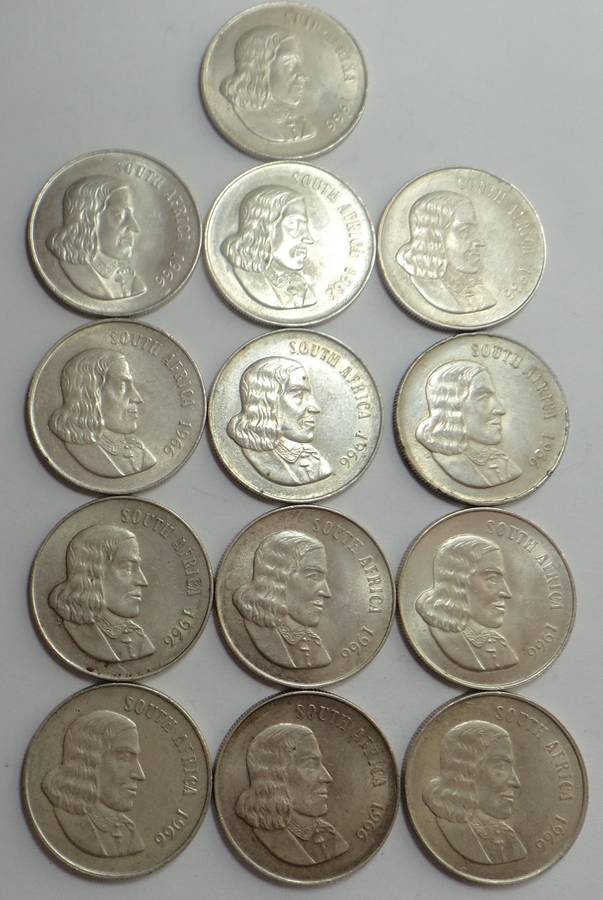Collection of 13 x Silver SA R1s (1966) Bid per coin to take all