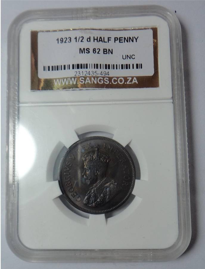 Union of SA ½ Penny 1923. Sangs MS62