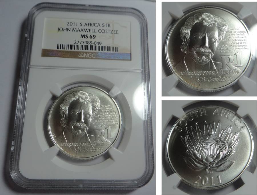 Republic of SA Silver R1 2011 (JM Coetzee) NGC MS69