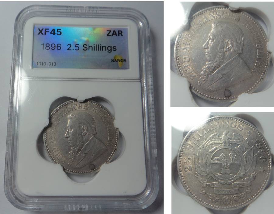 Paul Kruger ZAR Half-crown of 1896: Sangs XF 45