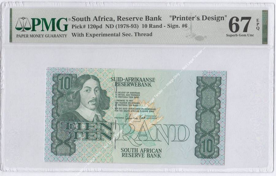 RSA R10 "Printer's Design" PMG 67 Superb Gem Unc