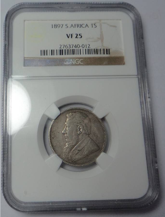 Paul Kruger ZAR Shilling (1/-) 1897: NGC VF 25
