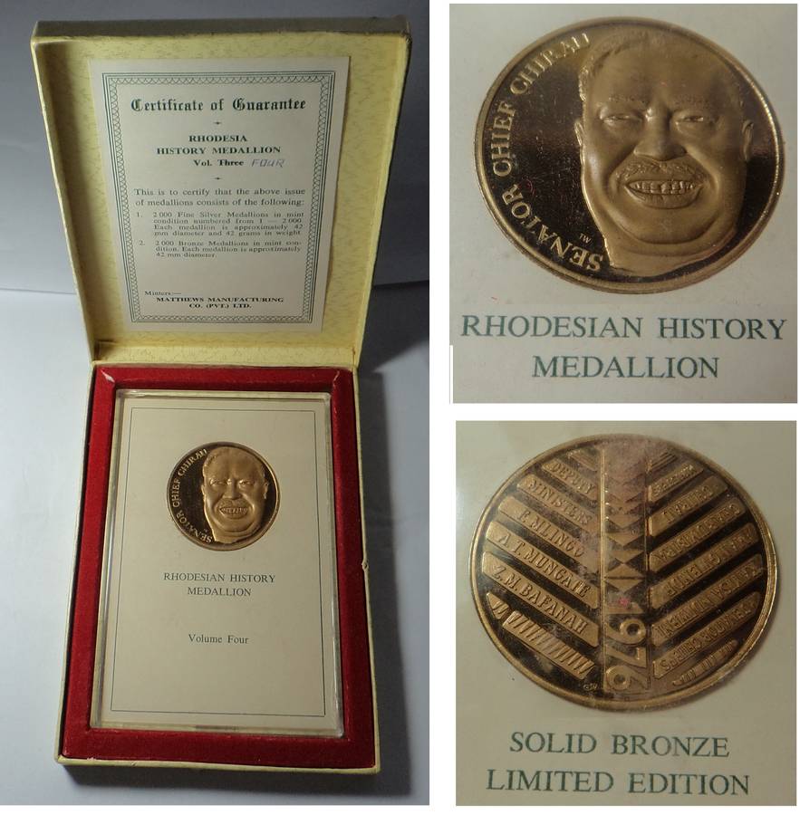 Rhodesia: Rhodesian History Medallion Volume 4: Senator Chief Chirau