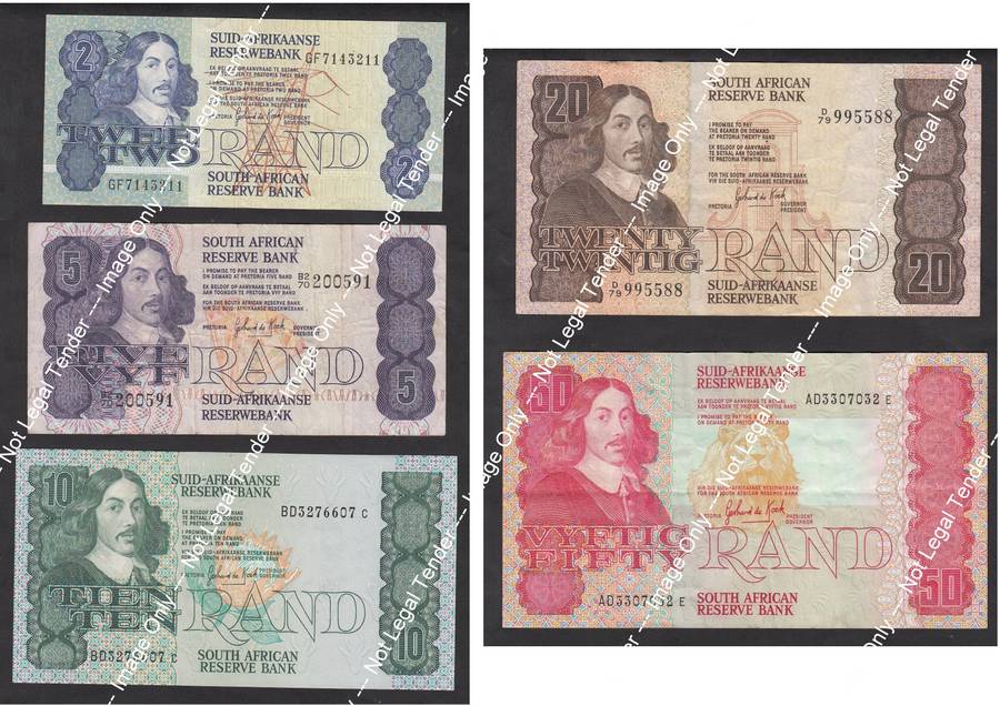 Republic of SA: G de Kock Banknote Set of the 1980s