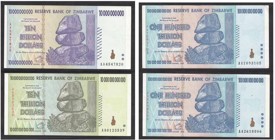 Zimbabwe: High Denomination Inflationary Notes of 2008