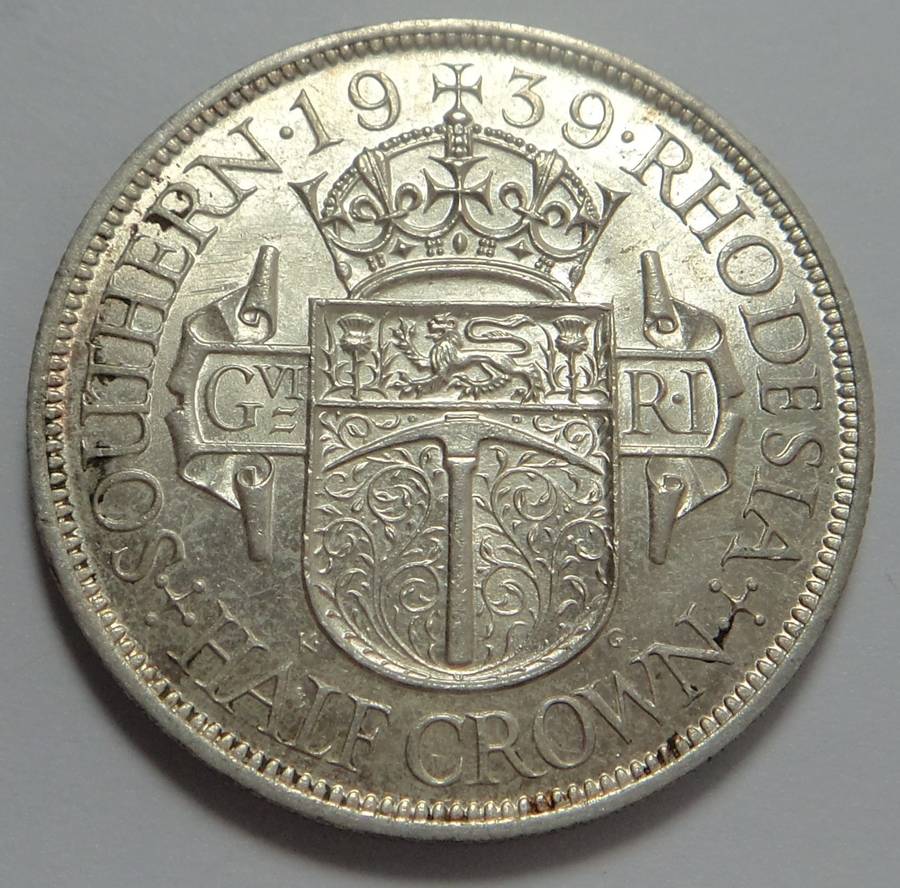 1939 Silver Half Crown (2/6-) Southern Rhodesia