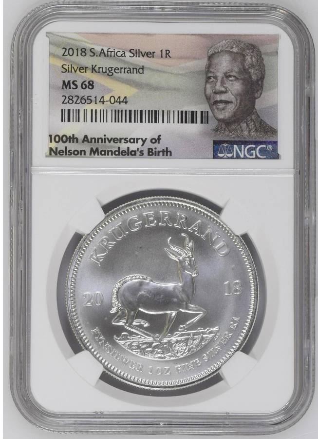 2018 Silver Krugerrand NGC MS68 (Mandela 100th Ann.)