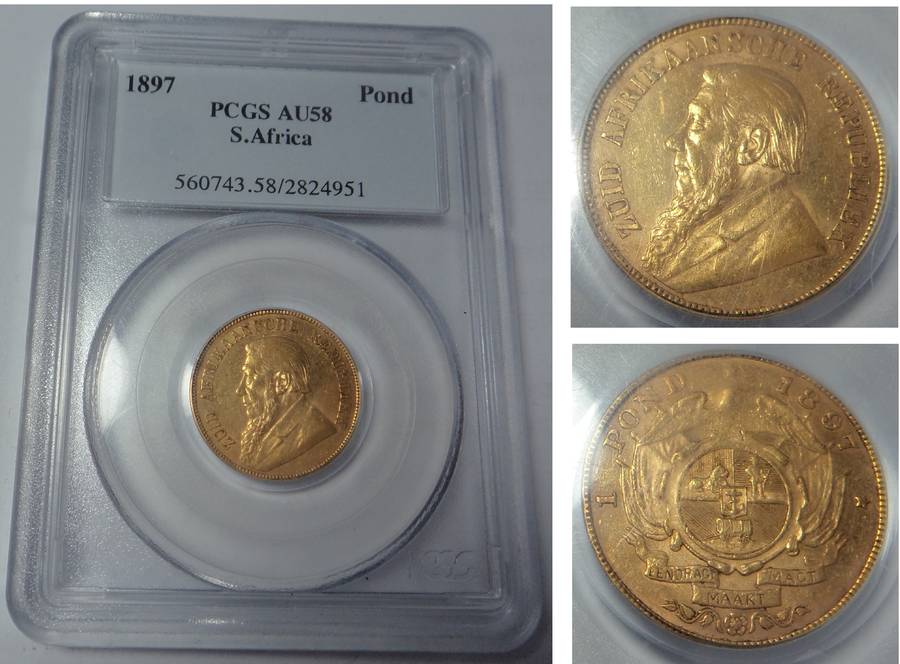 Paul Kruger ZAR: Gold Pond 1897: PCGS AU58