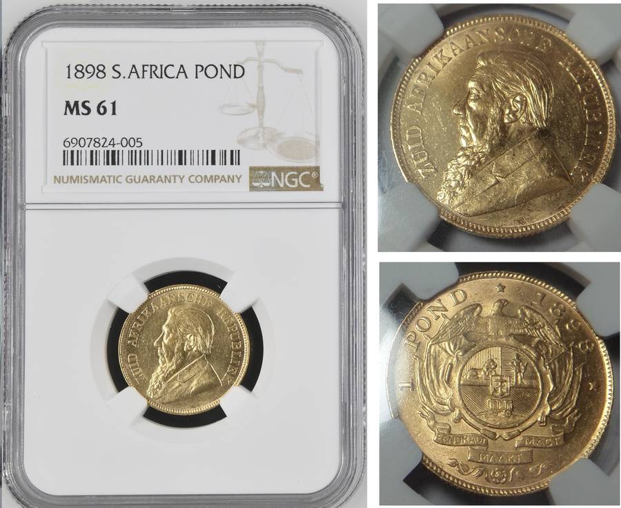 Paul Kruger ZAR: Gold Pond 1898: NGC MS61