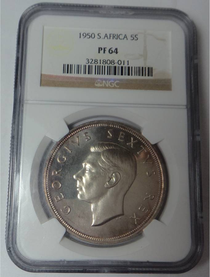 1950 SA Crown (5/-) NGC graded PF64