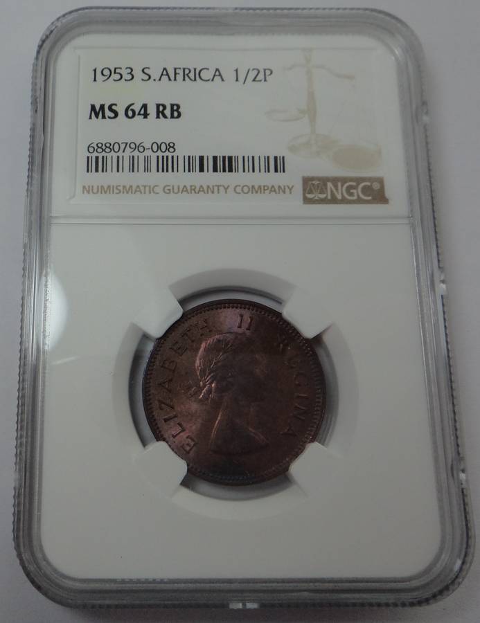 1953 Half Penny: NGC graded MS 64 RB
