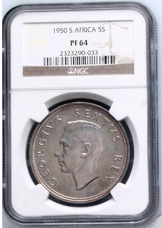 Union of SA Crown (5/-) 1950 NGC PF64