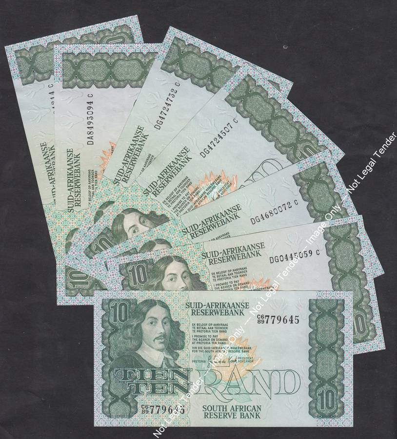 Collection of old R10 notes of Gerhard de Kock