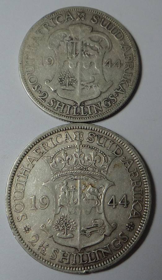 1944 SA Union 2-Shillings & Half Crown (2 sets available)
