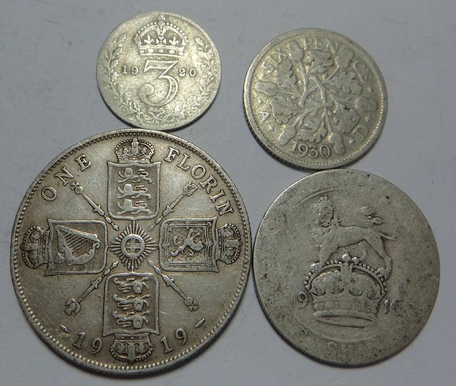 Great Britain George V Silver Set: 3d to Florin