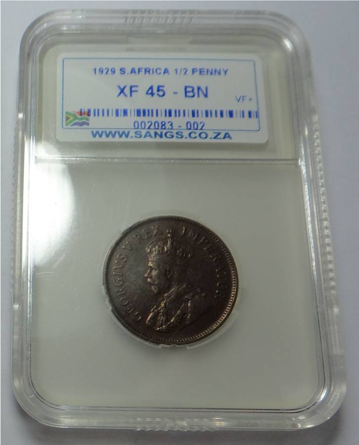 1929 Union of SA Half Penny (Sangs XF 45 BN)
