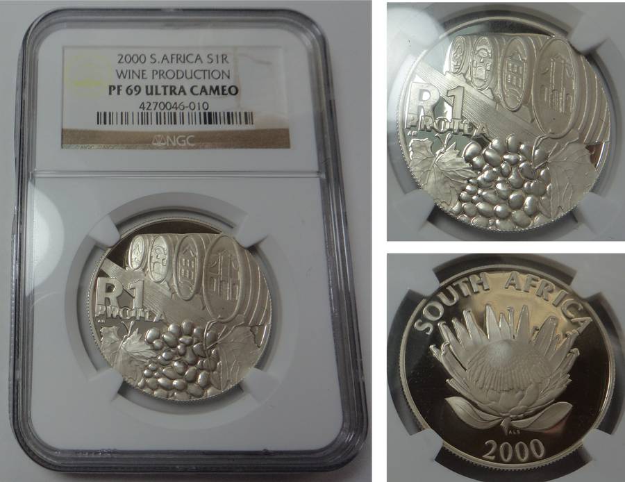 RSA Silver R1 2000 (Wine) NGC PF 69 Ultra Cameo