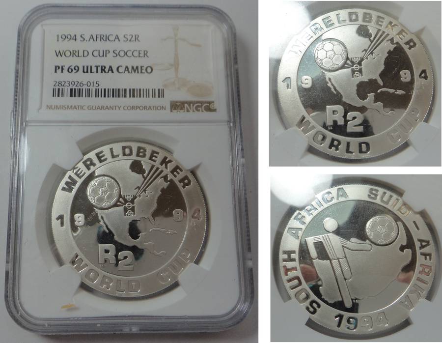 RSA R2 Crown 1994 (World Cup Soccer) NGC PF 69 Ultra Cameo