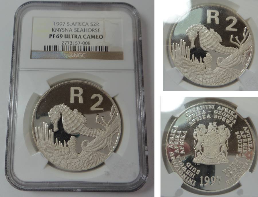 RSA R2 Crown 1997 (Knysna Seahorse) NGC PF 69 Ultra Cameo