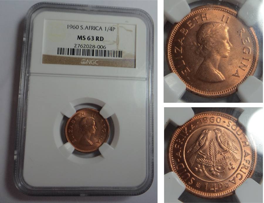 1960 Farthing, Union of SA: NGC MS 63 RD
