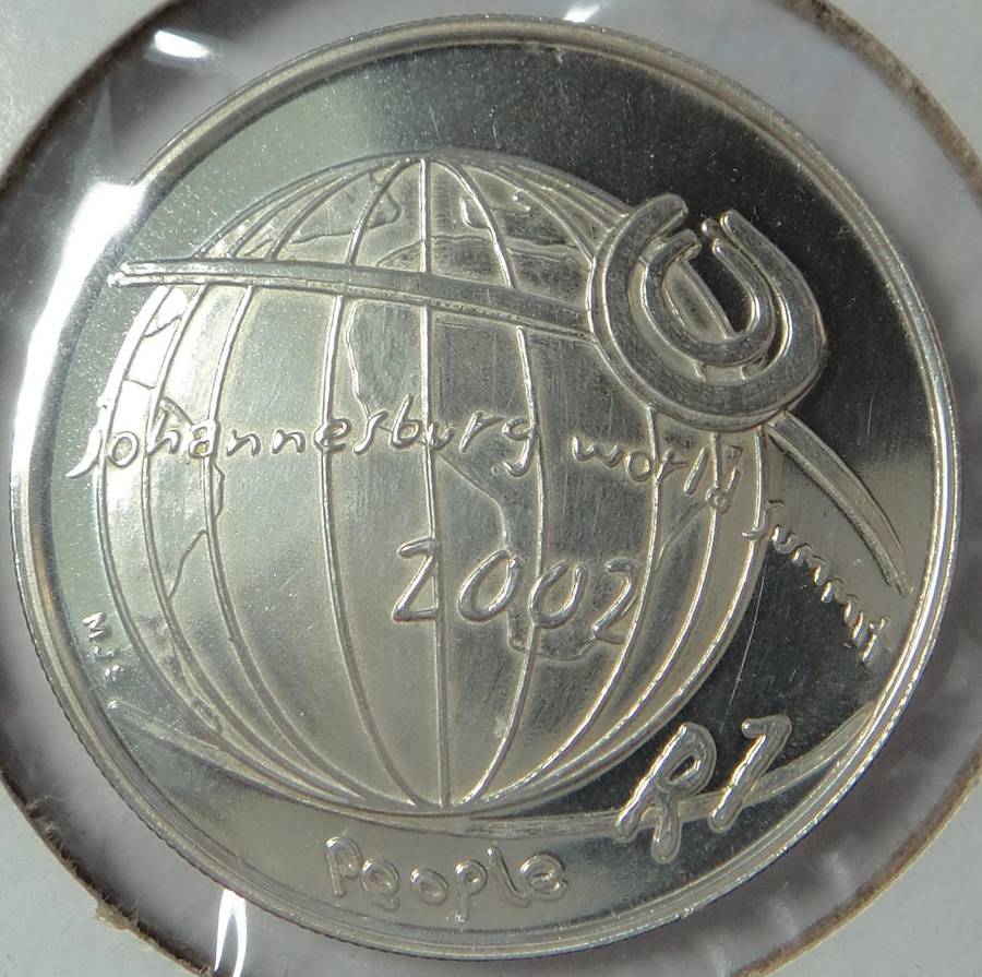 The Scarce 2002 UNC Silver R1 (JHB World Summit) Only 118 struck