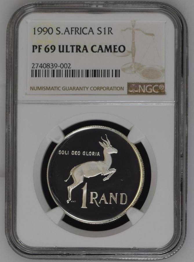 RSA Silver R1 1990 NGC PF69 Ultra Cameo