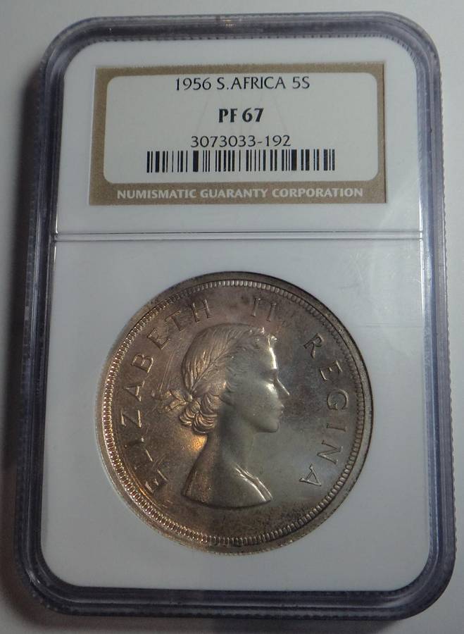 Union of SA Crown (5/-) 1956 NGC PF67