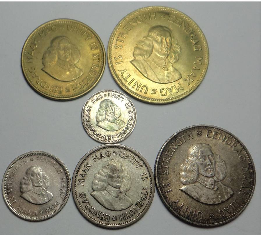 RSA: 1st decimal Type Set from ½c up to Silver 20c (2 sets available)