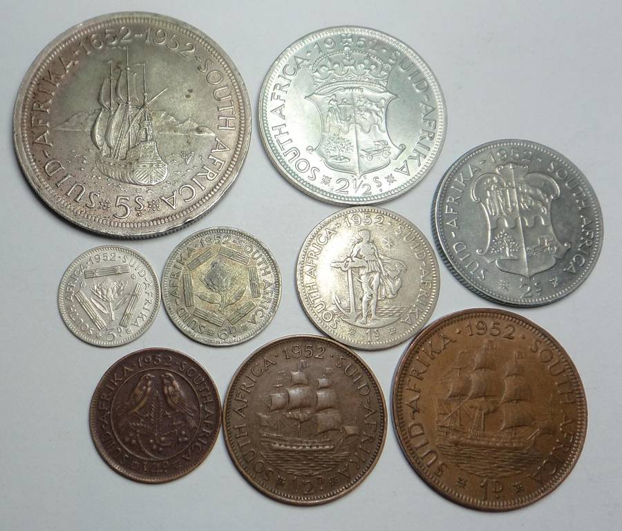 Union of South Africa: Coin set of 1952 up to the Crown