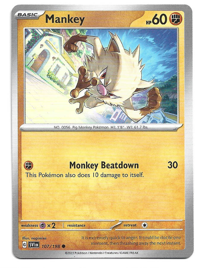 MANKEY - POKEMON SCARLET & VIOLET  107/198 COMMON TRADING CARD