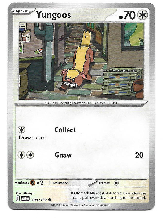 YUNGOOS - COMMON  109/132 POKEMON TCG MEGA EVOLUTION TRADING CARD