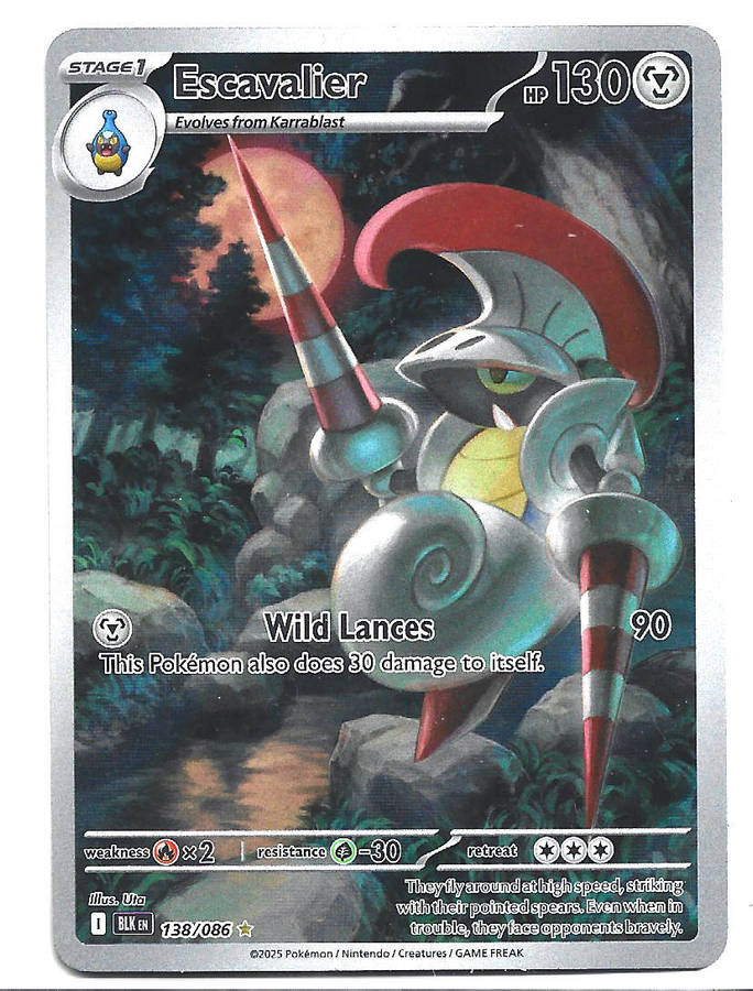 ESCAVALIER - ILLUSTRATION RARE HOLO 138/86 POKEMON TCG BLACK BOLT TRADING CARD