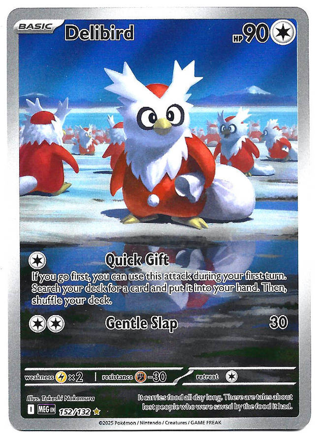 DELIBIRD - ILLUSTRATION RARE  152/132 POKEMON TCG MEGA EVOLUTION TRADING CARD