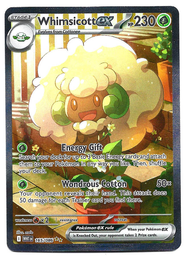WHIMSICOTT EX - SPECIAL ILLUSTRATION RARE  165/86 POKEMON TCG WHITE FLARE TRADING CARD