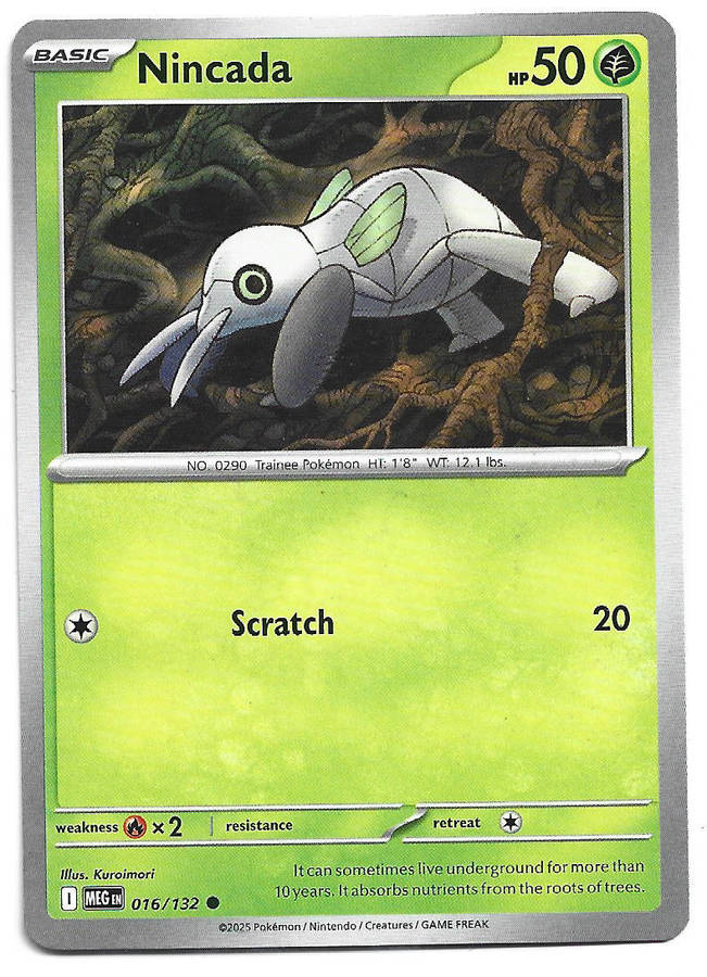 NINCADA - COMMON  16/132 POKEMON TCG MEGA EVOLUTION TRADING CARD