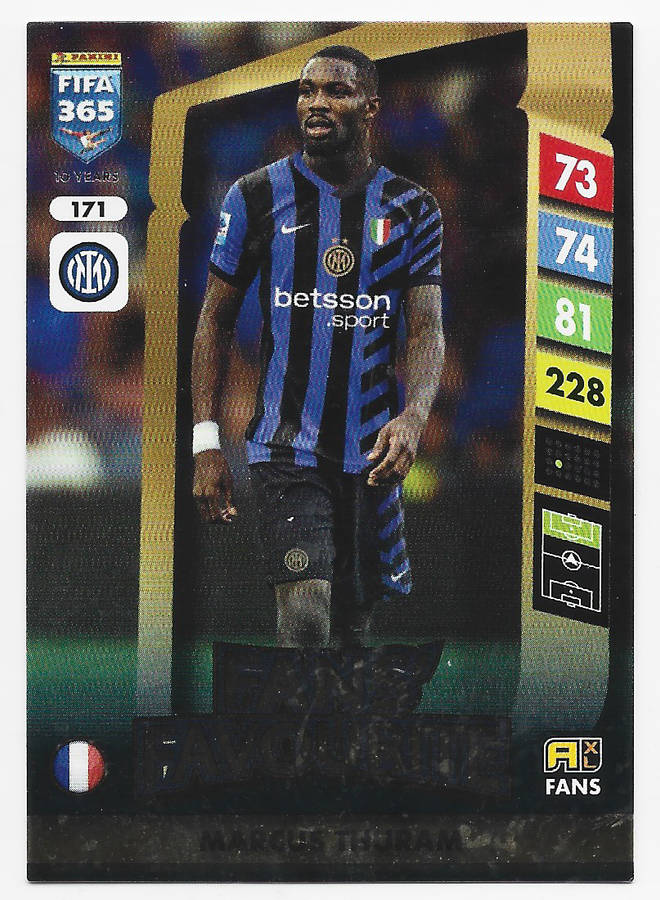 MARCUS THURAN - PANINI FIFA 365 COLLECTION 2025 - FOIL "FANS FAVOURITE" TRADING CARD 171