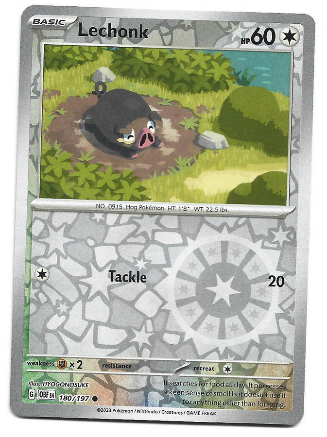 LECHONK - REVERSE HOLO  180/197  POKEMON TCG OBSIDIAN FLAMES TRADING CARD